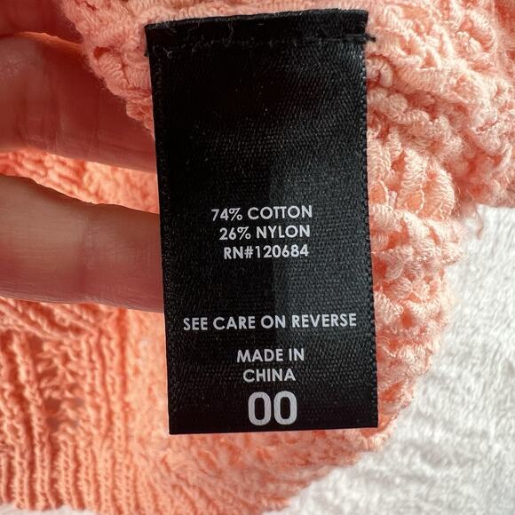 Torrid Sweater Size 00 Medium Large 10 Open Knit Stitch Dolman Peach Scoop Neck - Picture 6 of 13